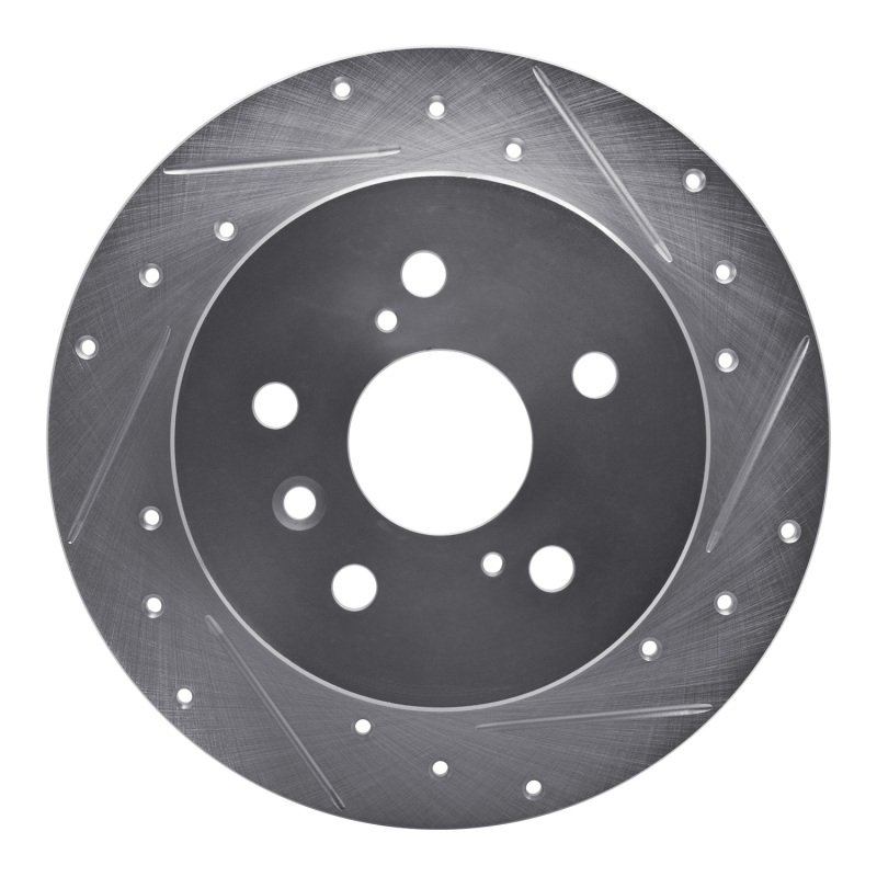 Lexus ES300H Brake Rotor (1) - Rear Right - R1 Concepts - Drilled & Slotted - Silver - `12-`18
